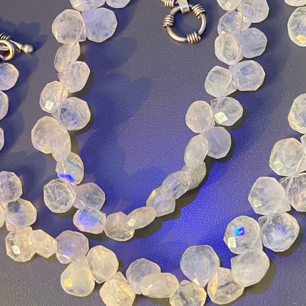 Natural Stone Beaded Necklace with Sterling Silver Clasp